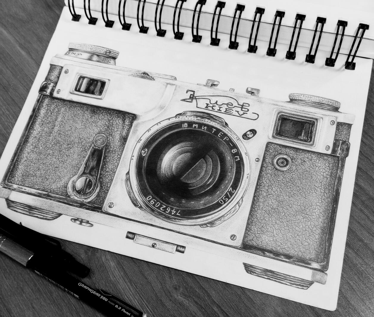 Through the Lens Drawing of a camera